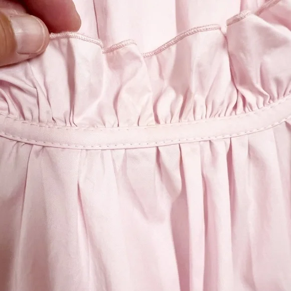 MONICA NERA Womens Pink Cotton Artelier Made to Order Tiered Mini Dress Size M - Picture 7 of 10